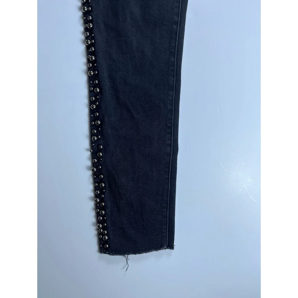 Driftwood Jackie Dressy Studded Skinny Jeans for Summer Black Frayed Hem W29 L28